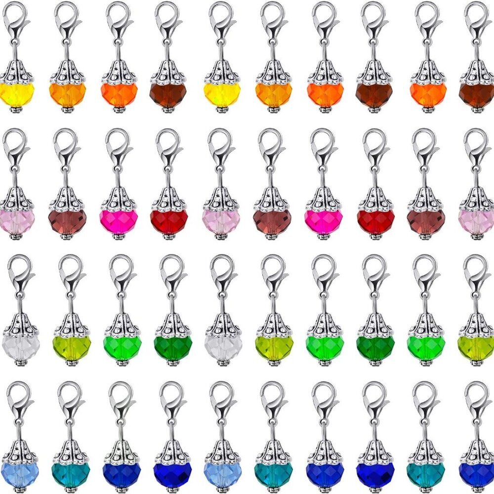 40 Pieces Crystal Dangle Charms Pendants Glass Drop Beads Handmade Dangle Zipper